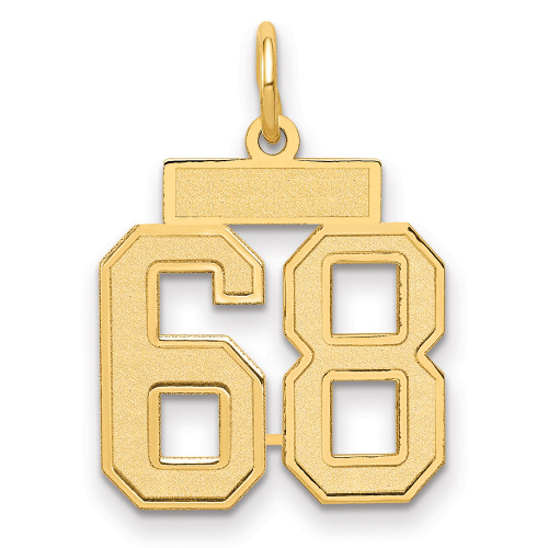 14k Small Satin Number 68 Charm LSS68