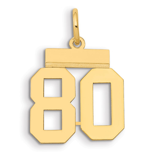 14k Small Polished Number 80 Charm LS80