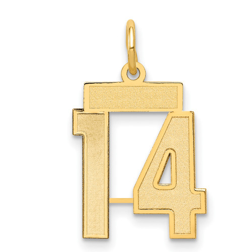 14k Small Satin Number 14 Charm LSS14