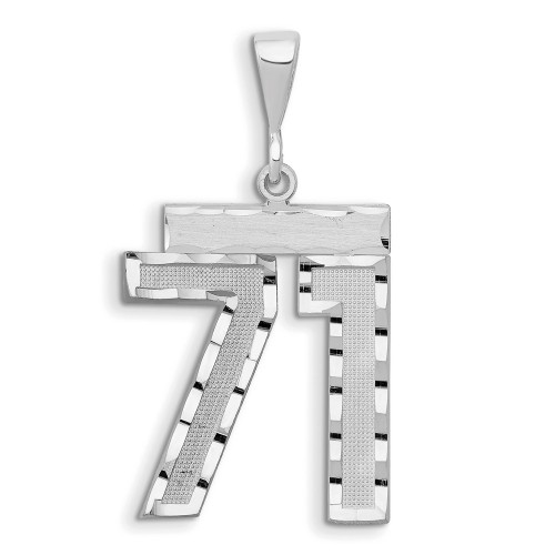 14kw Large Brushed Diamond-cut Number 71 Charm WLN71