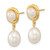 14k 5-7mm White Button/Rice Freshwater Cultured Pearl Dangle Post Earrings XF669E