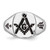 14k White Gold Men's Polished and Grooved with Black Enamel Masonic Ring Y4048M