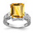14k White Gold 12x10mm Emerald Cut Citrine AAA Diamond ring Y2270CI/AAA