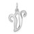 14KW White Gold Script Letter V Initial Charm YC249V