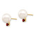 14K 8-8.5mm White Round Freshwater Cultured Pearl Garnet Post Earrings XF754E/GA