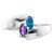 Sterling Silver Rhodium-plated Synthetic 2 Stone Mother's Ring XMR90/2SS-5