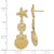 14K Starfish, Sand Dollar ,Scallop Shell Dangle Earrings TE743