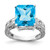 14k White Gold 12x10mm Emerald Cut Blue Topaz AA Diamond ring Y2270BT/AA