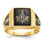 14k Men's Polished, Antiqued & Textured Onyx Masonic Ring Y4098M