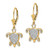 14k & White Rhodium D/C Filigree Turtle Leverback Earrings TM801
