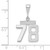 14kw Small Polished Number 78 Charm WSP78