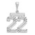 14kw Small Brushed Diamond-cut Number 22 Charm WSN22