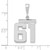 14kw Medium Polished Number 61 Charm WMP61