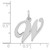 14K White Gold Medium Fancy Script Letter W Initial Charm YC653W