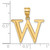 14k Polished Etched Letter W Initial Pendant YC1437W