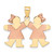 14k Two-Tone Small Double Girls Engravable Charm XK423