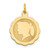 14k Girl Head on .018 Gauge Engravable Scalloped Disc Charm XM84/18