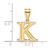 14k Polished Etched Letter K Initial Pendant YC1539K