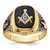 14k Men's Polished, Antiqued and Textured with Onyx Masonic Ring Y4078M