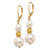 14K 6-10mm White Freshwater Cultured Pearl D/C Bead Leverback Earrings XF723E