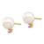 14K 8-8.5mm White Round Freshwater Cultured Pearl Pink Topaz Post Earrings XF754E/PT