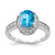 14k White Gold 8x6mm Oval Blue Topaz Checker VS Diamond ring Y4420BC/VS