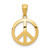 14k Polished Peace Sign Circle Pendant YC815