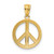 14k Polished Peace Sign Circle Pendant YC815