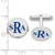 14k White Gold Epoxy Letter Monogram Cuff Link XNA619W