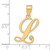 14KY Script Letter L Initial Pendant with Diamond YC252L