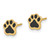 14K Polished Paw with Black Enamel Post Earrings YE2216