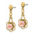 1928 Jewelry Gold-tone Filigree Pink Porcelain Rose Dangle Post Earrings BF173