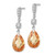 Sterling Silver Rhodium-plated Polished & Textured Champagne & White CZ Teardrop Post Dangle Earrings QE5192