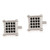 Sterling Silver Rhodium-plated Black Pav CZ Square Post Earrings QE9124