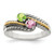 Sterling Silver Antiqued w/14k 2-stone Mother's Ring QMR13/2SY-10