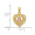 10K Two-tone Polished Flower in Fancy Border Heart Pendant 10K4012