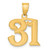 14k Polished Etched Number 31 Pendant AEN31