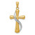 14K Two-Tone Polished Cross w/Drape Pendant C3816