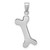 14k White Gold Solid Polished Dog Bone Charm C2361W