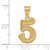 14k Polished Etched Number 5 Pendant AEN05