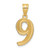 14k Polished Etched Number 9 Pendant AEN09