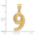 14k Polished Etched Number 9 Pendant AEN09
