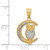 14K White Rhodium D/C Owl on the Moon Pendant C4681
