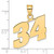 14k Polished Block Number 34 Pendant BN34