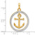 14k and White Rhodium D/C Anchor Dangle in Circle Pendant C4920