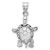 14K White Gold Solid Polished 3-D Moveable Turtle Pendant C2544W