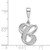 14KW White Gold Solid Polished Script Filigree Letter C Initial Pendant D1281C