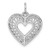 14k White Gold Solid Diamond-cut Fancy Filigree Heart Charm D1060