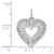 14k White Gold Solid Diamond-cut Fancy Filigree Heart Charm D1060