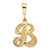 14KY Polished Script Filigree Letter B Initial Pendant C569B